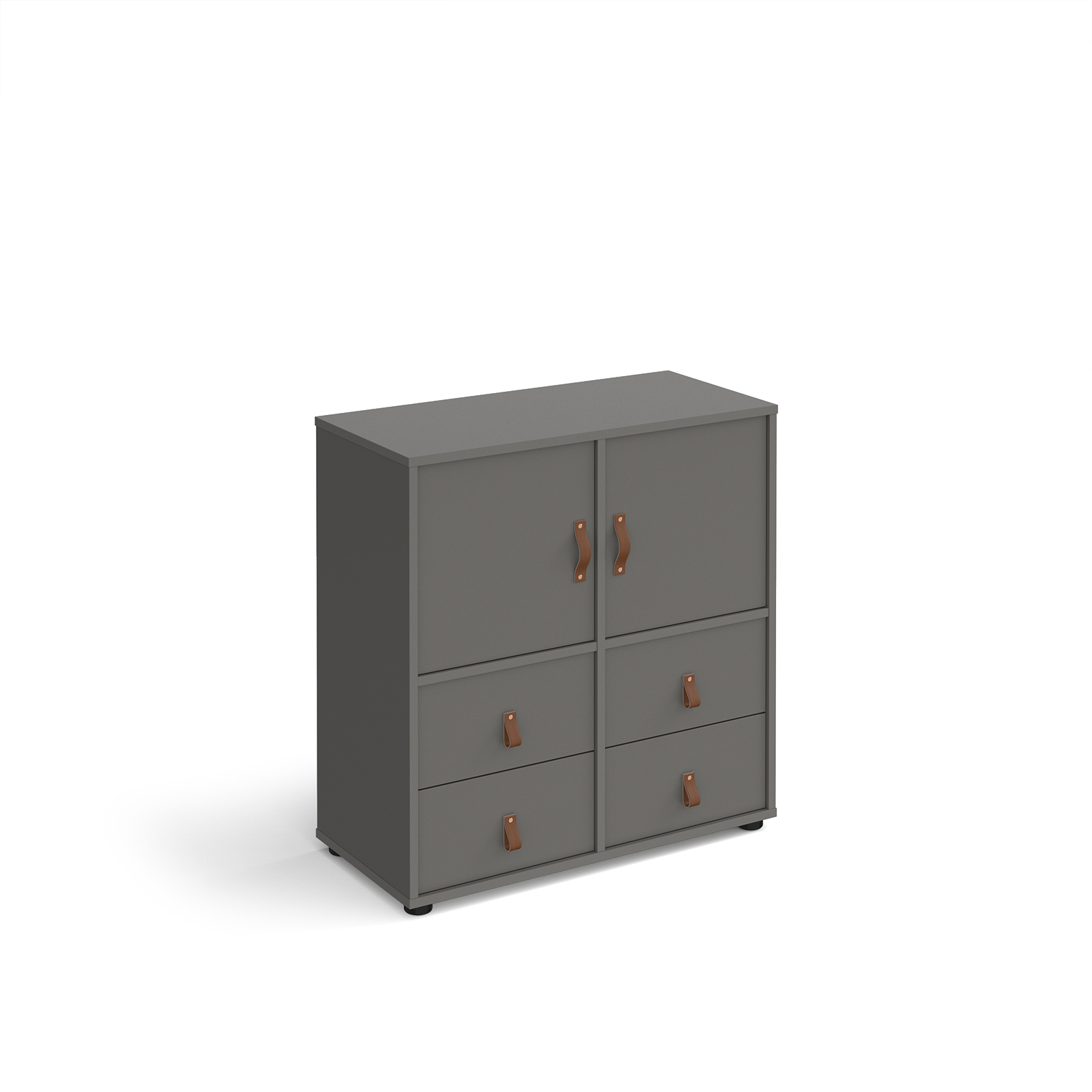 Picture of Universal cube storage unit 875mm high on glides with 2 cupboards and 2 sets of drawers - grey with grey inserts