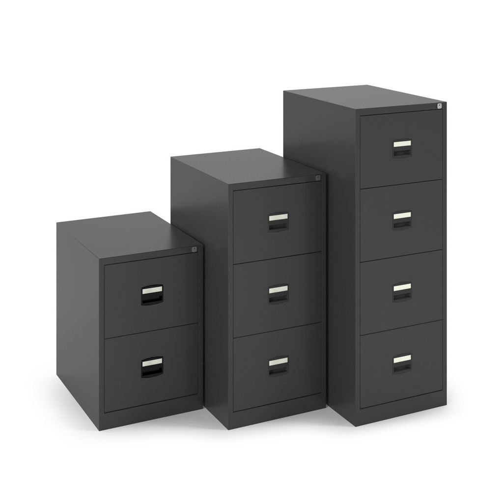 Picture of Steel 4 drawer contract filing cabinet 1321mm high - black