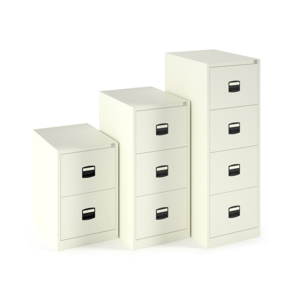 Picture of Steel 3 drawer contract filing cabinet 1016mm high - white