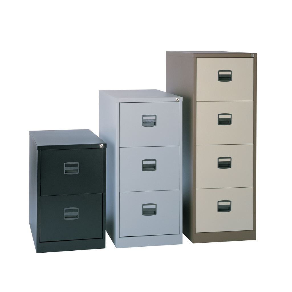 Picture of Steel 2 drawer contract filing cabinet 711mm high - coffee/cream