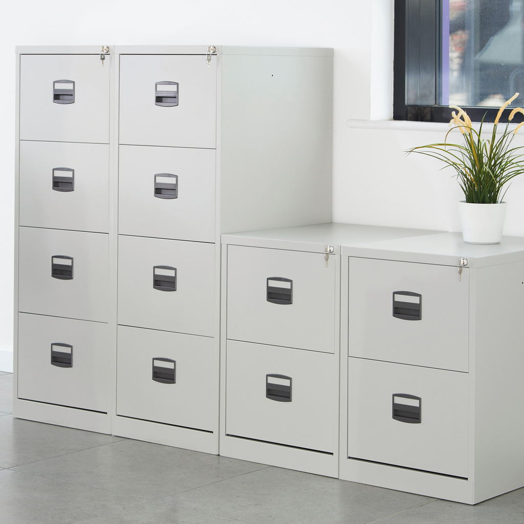 Picture of Steel 4 drawer contract filing cabinet 1321mm high - coffee/cream