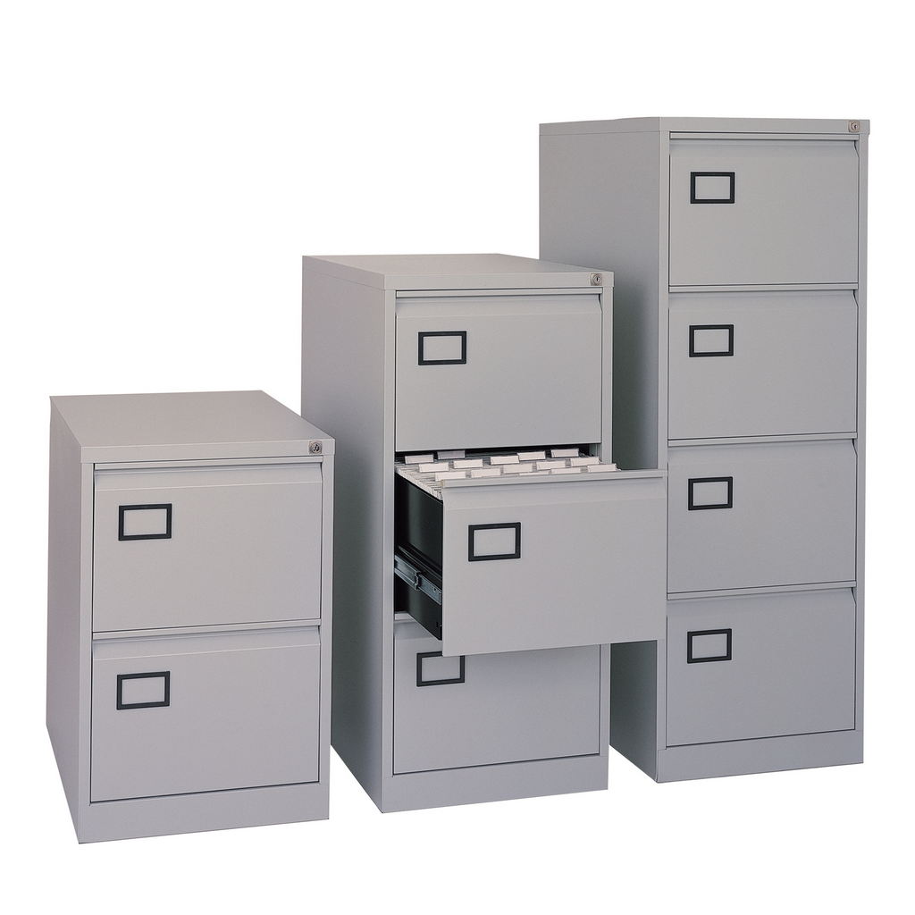 Picture of Steel 2 drawer executive filing cabinet 711mm high - goose grey