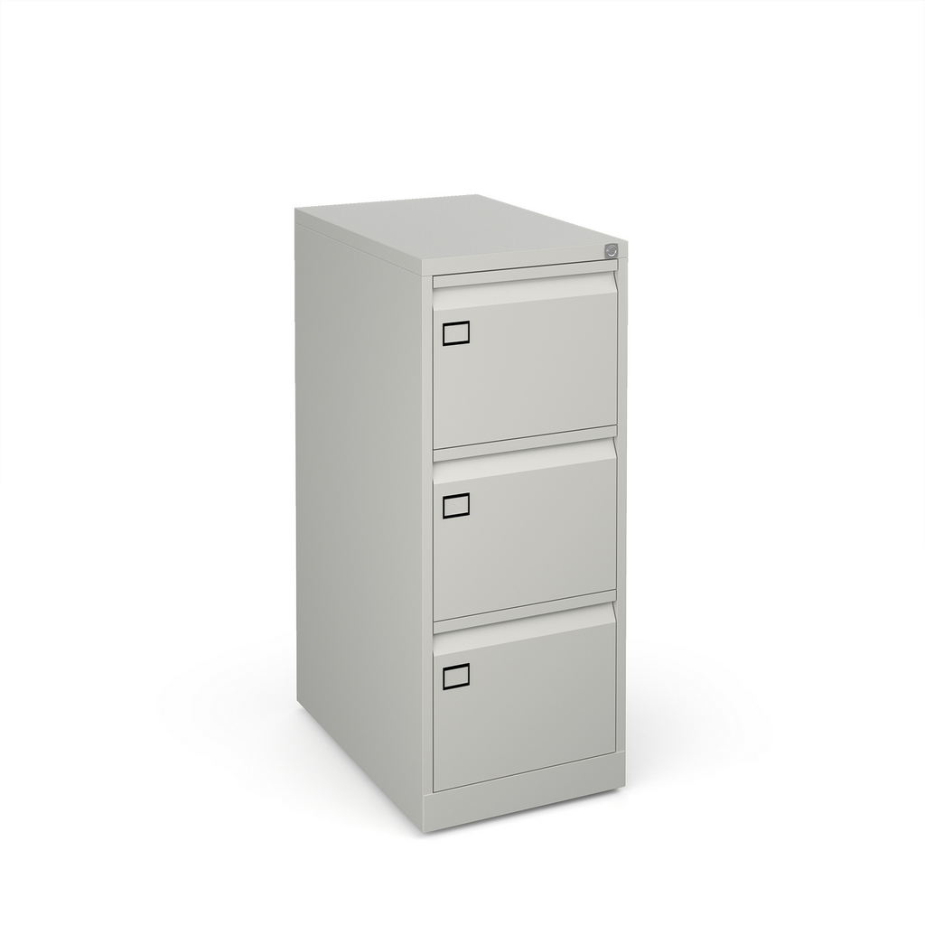 Picture of Steel 3 drawer executive filing cabinet 1016mm high - goose grey