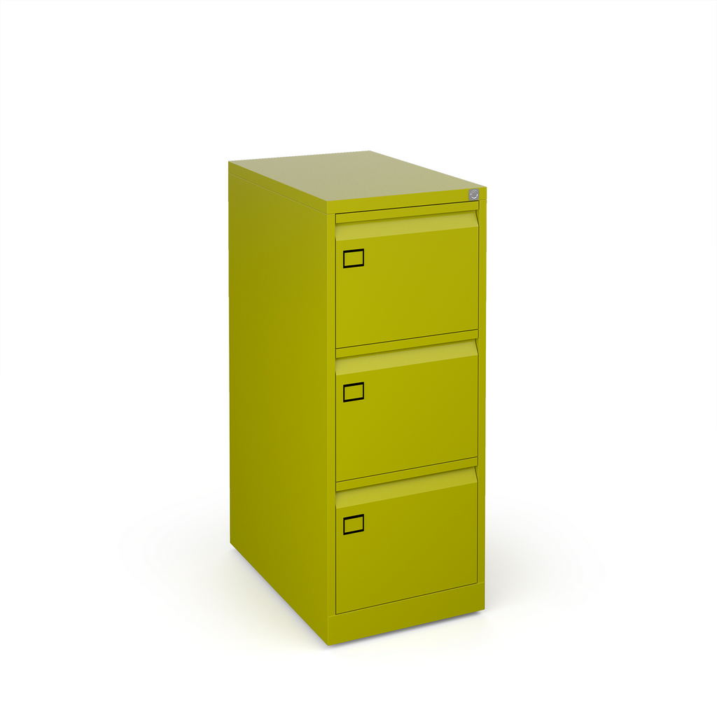 Steel 3 Drawer Executive Filing Cabinet 1016mm High Green Office