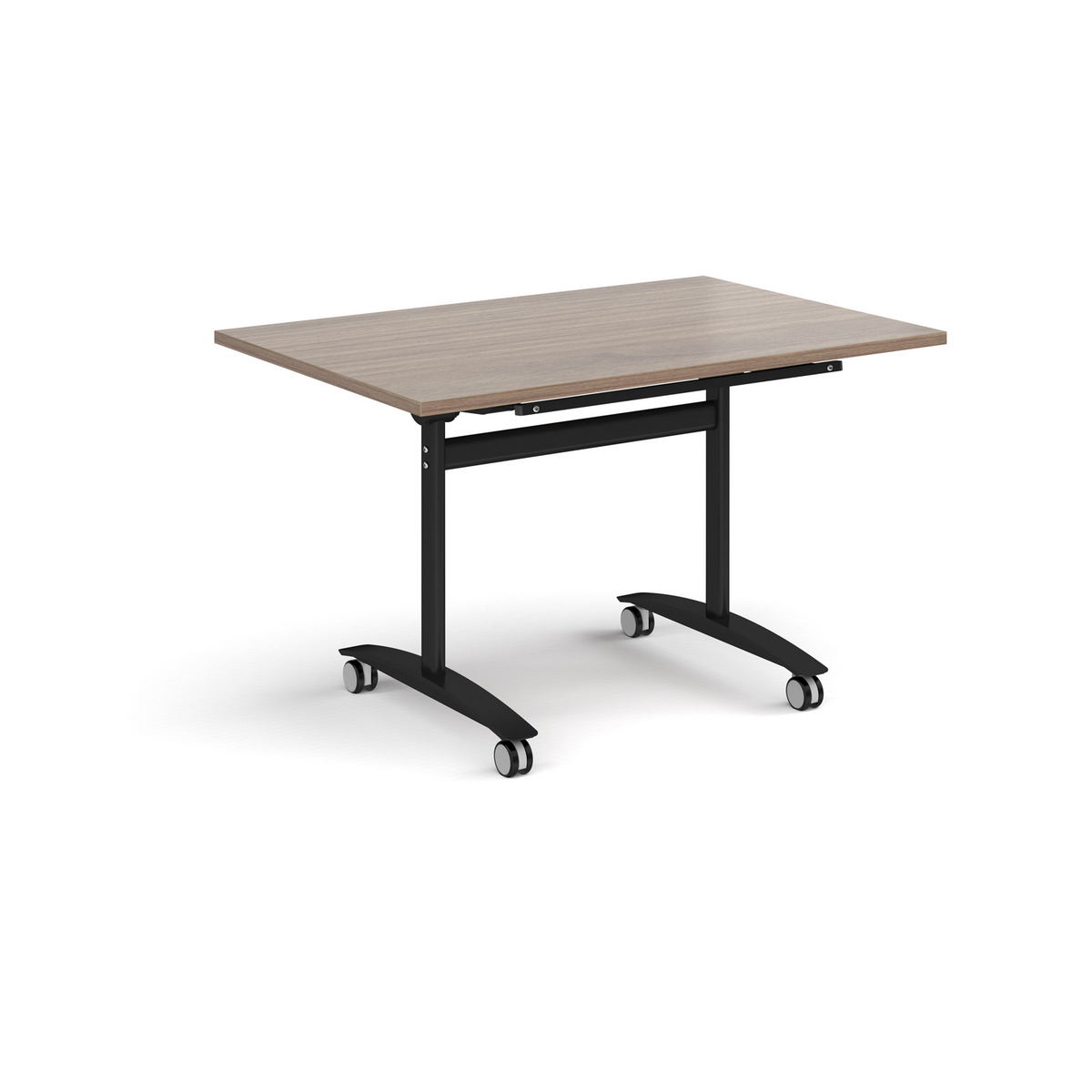 Picture of Rectangular deluxe flip top meeting table with black frame 1200mm x 800mm - Barcelona Walnut