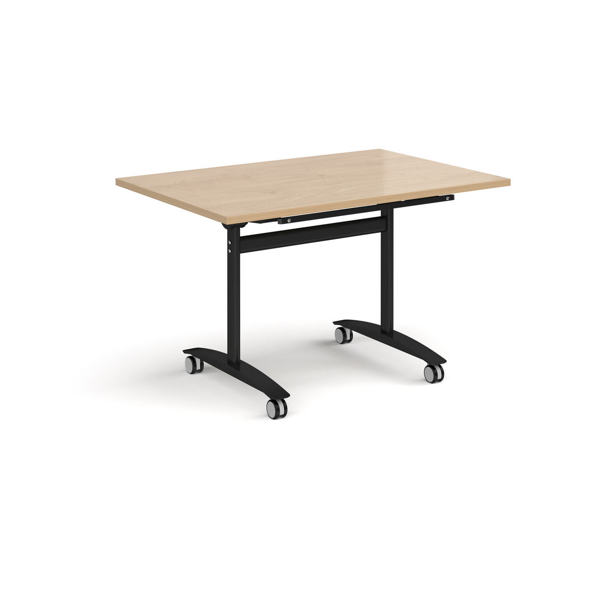 Picture of Rectangular deluxe flip top meeting table with black frame 1200mm x 800mm - Kendal oak