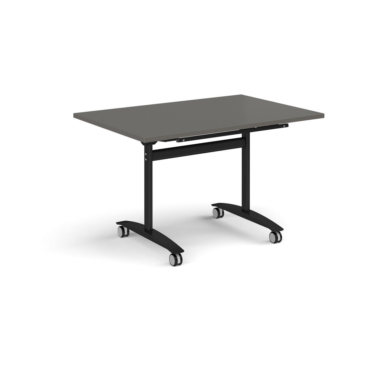 Picture of Rectangular deluxe flip top meeting table with black frame 1200mm x 800mm - Onyx Grey