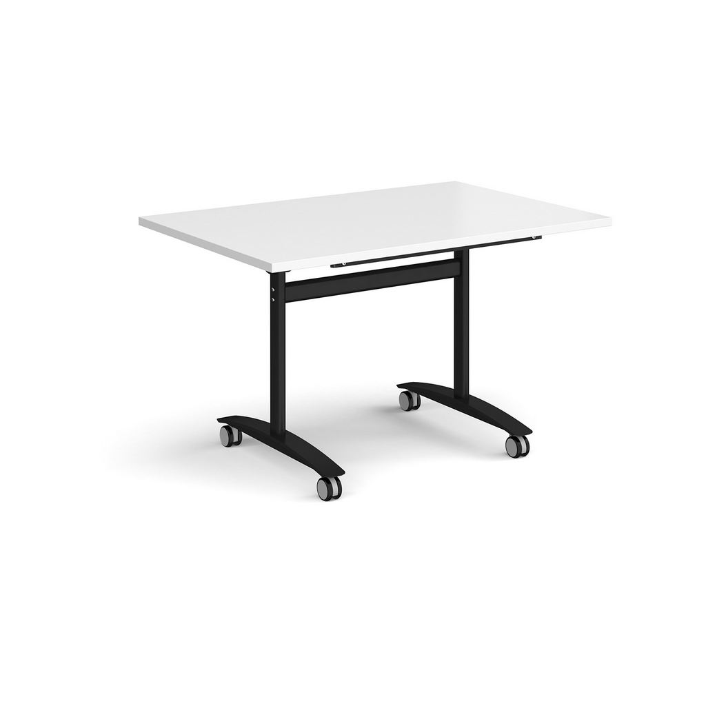 Picture of Rectangular deluxe fliptop meeting table with black frame 1200mm x 800mm - white