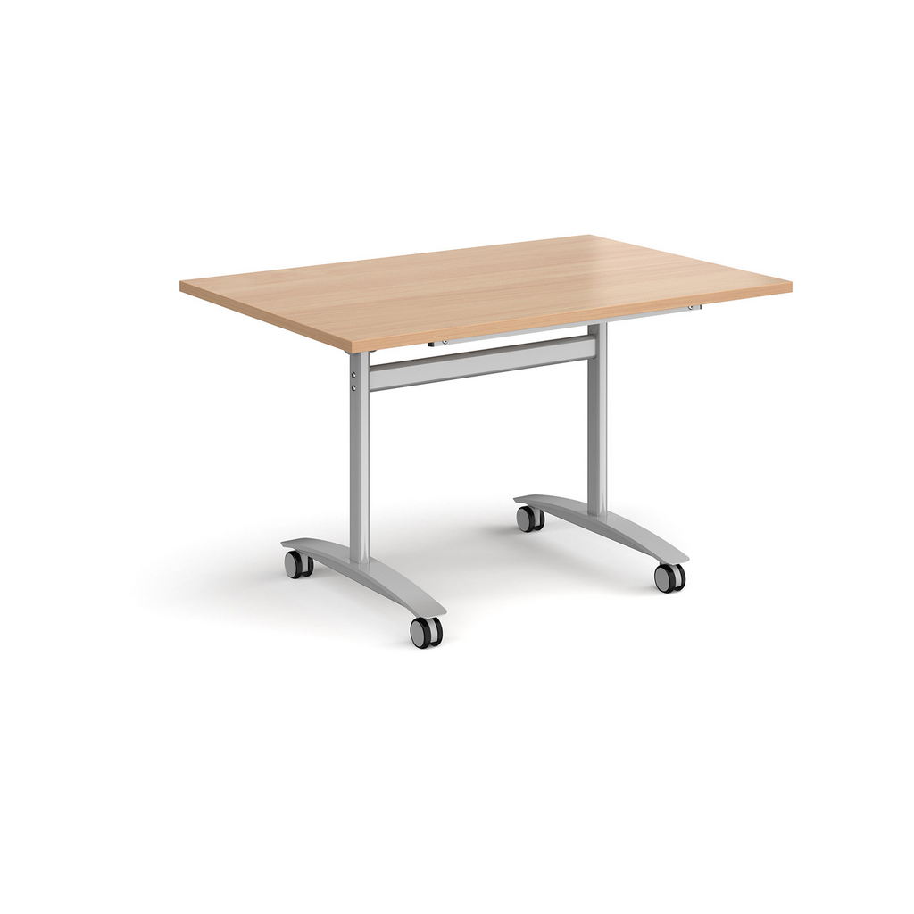 Picture of Rectangular deluxe fliptop meeting table with silver frame 1200mm x 800mm - beech