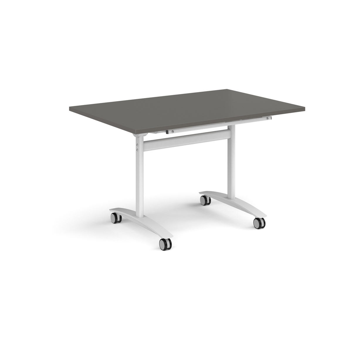 Picture of Rectangular deluxe flip top meeting table with black frame 1200mm x 800mm - Onyx Grey