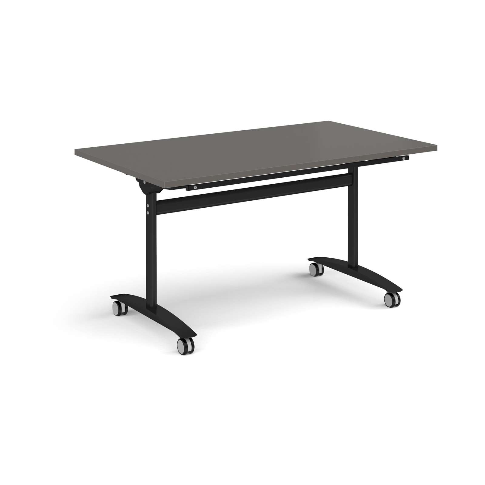 Picture of Rectangular deluxe flip top meeting table with black frame 1400mm x 800mm - Onyx Grey