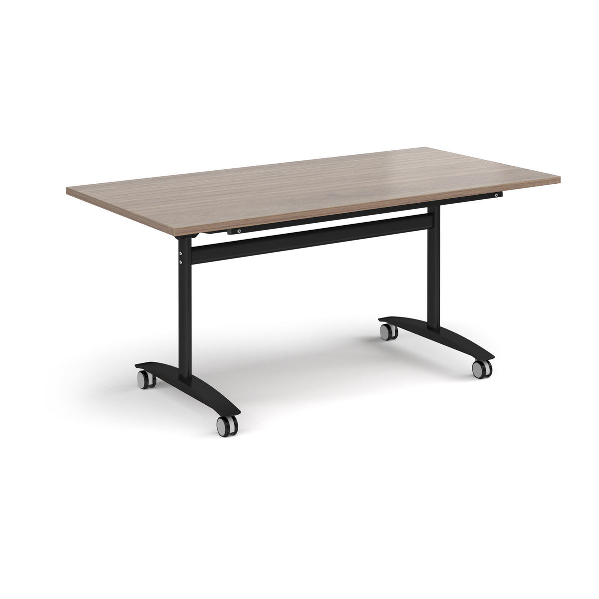 Picture of Rectangular deluxe flip top meeting table with black frame 1600mm x 800mm - Barcelona Walnut