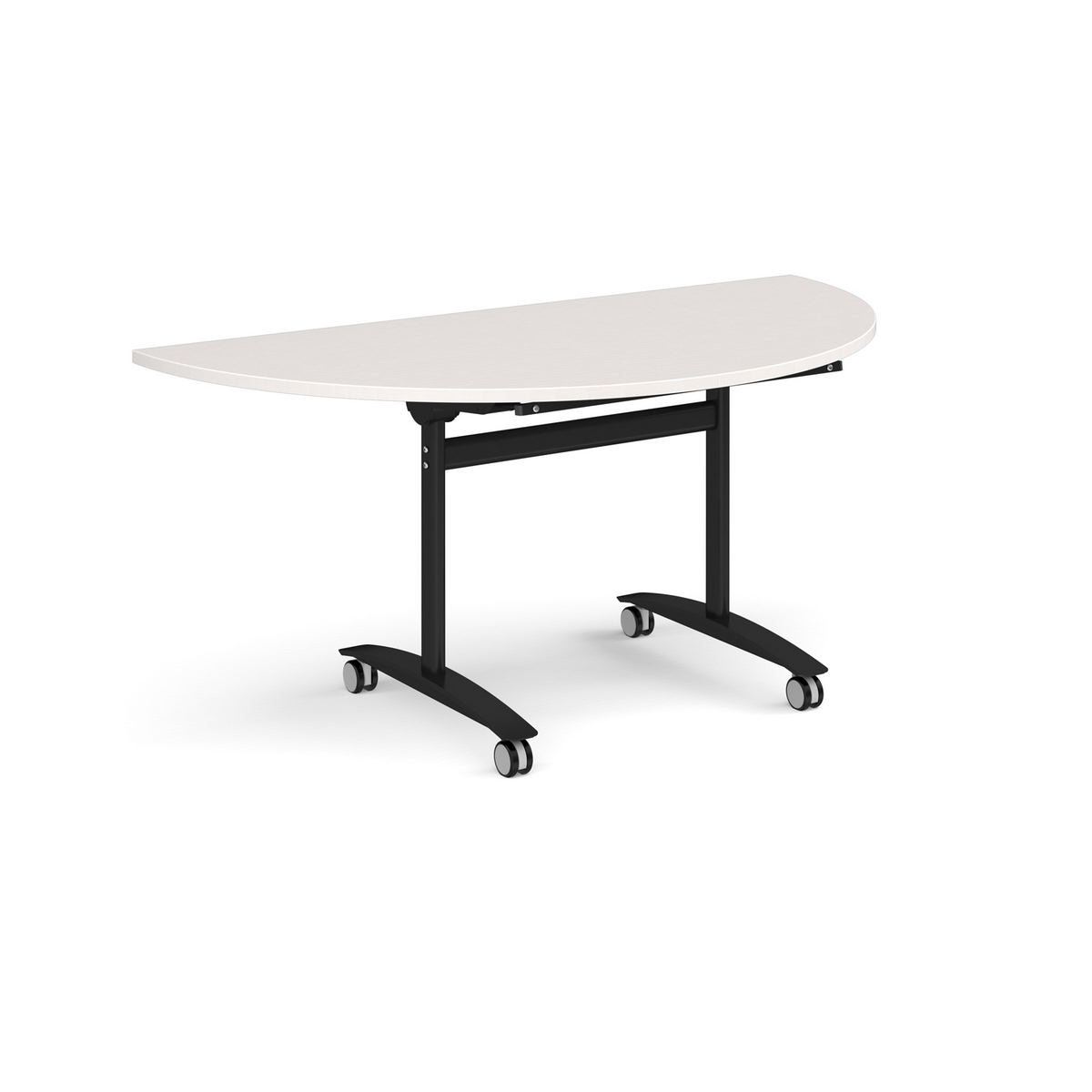 Picture of Semi circular deluxe flip top meeting table with black frame 1600mm x 800mm - Light Grey