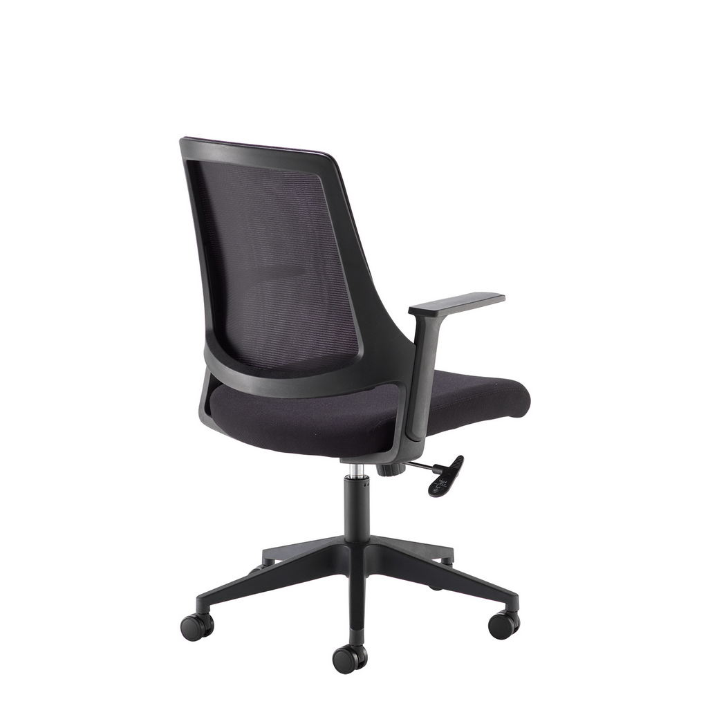 Picture of Duffy black mesh back operator chair with black fabric seat and black base