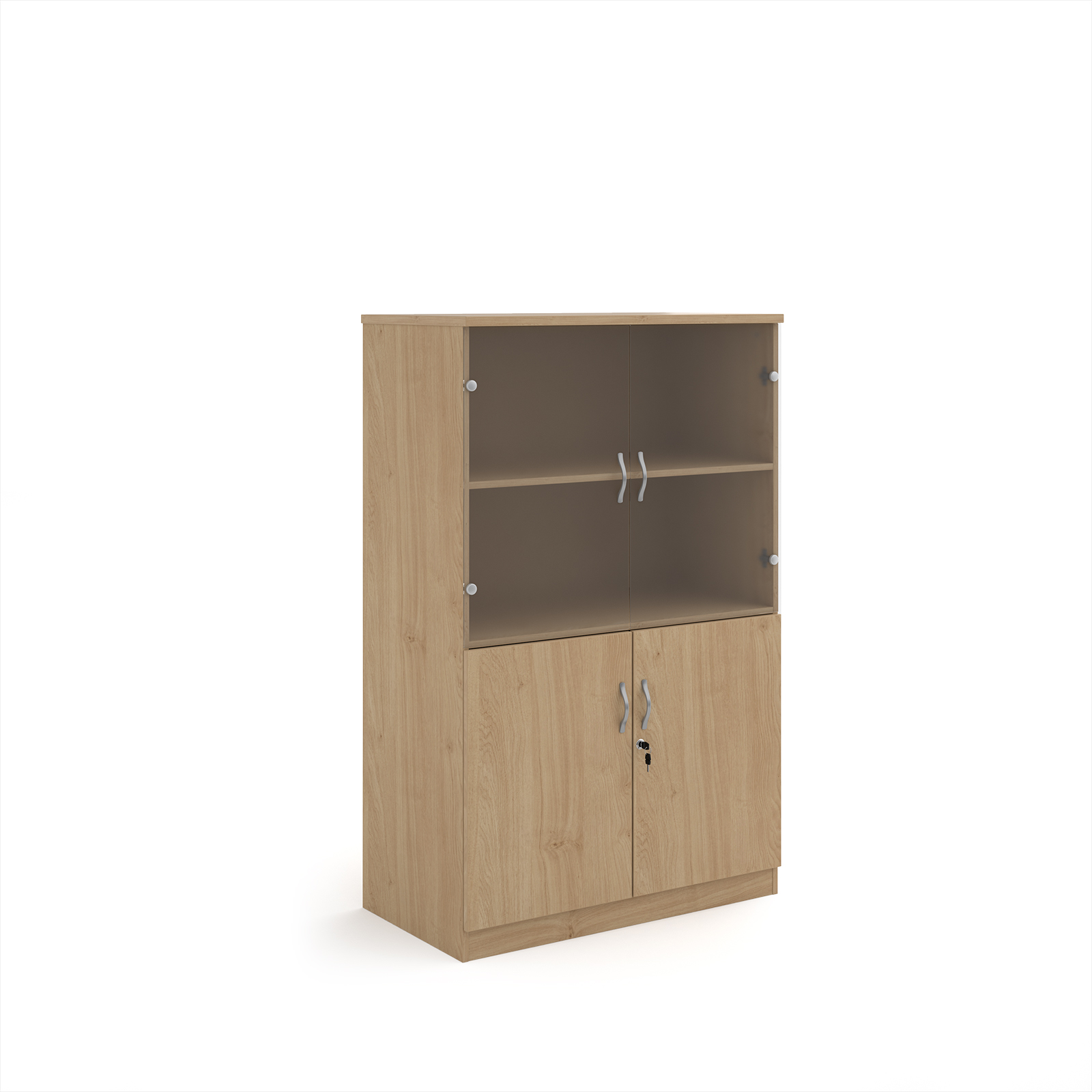 Picture of Deluxe combination unit with glass upper doors 1600mm high with 3 shelves - Kendal Oak