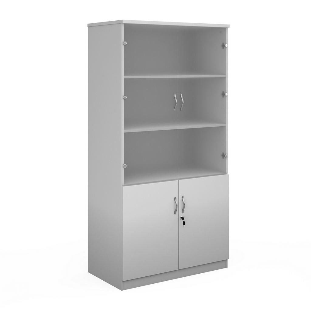Picture of Deluxe combination unit with glass upper doors 2000mm high with 4 shelves - white