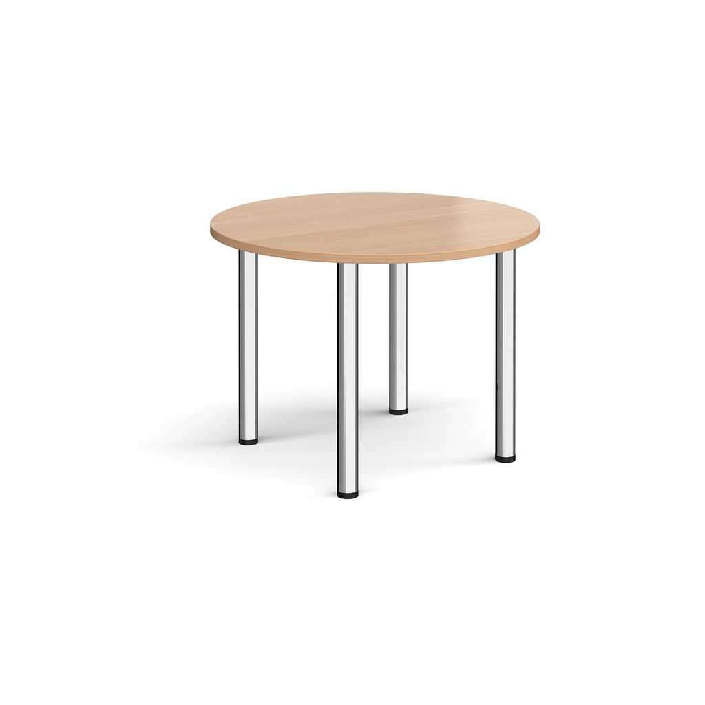 Picture of Circular chrome radial leg meeting table 1000mm - beech