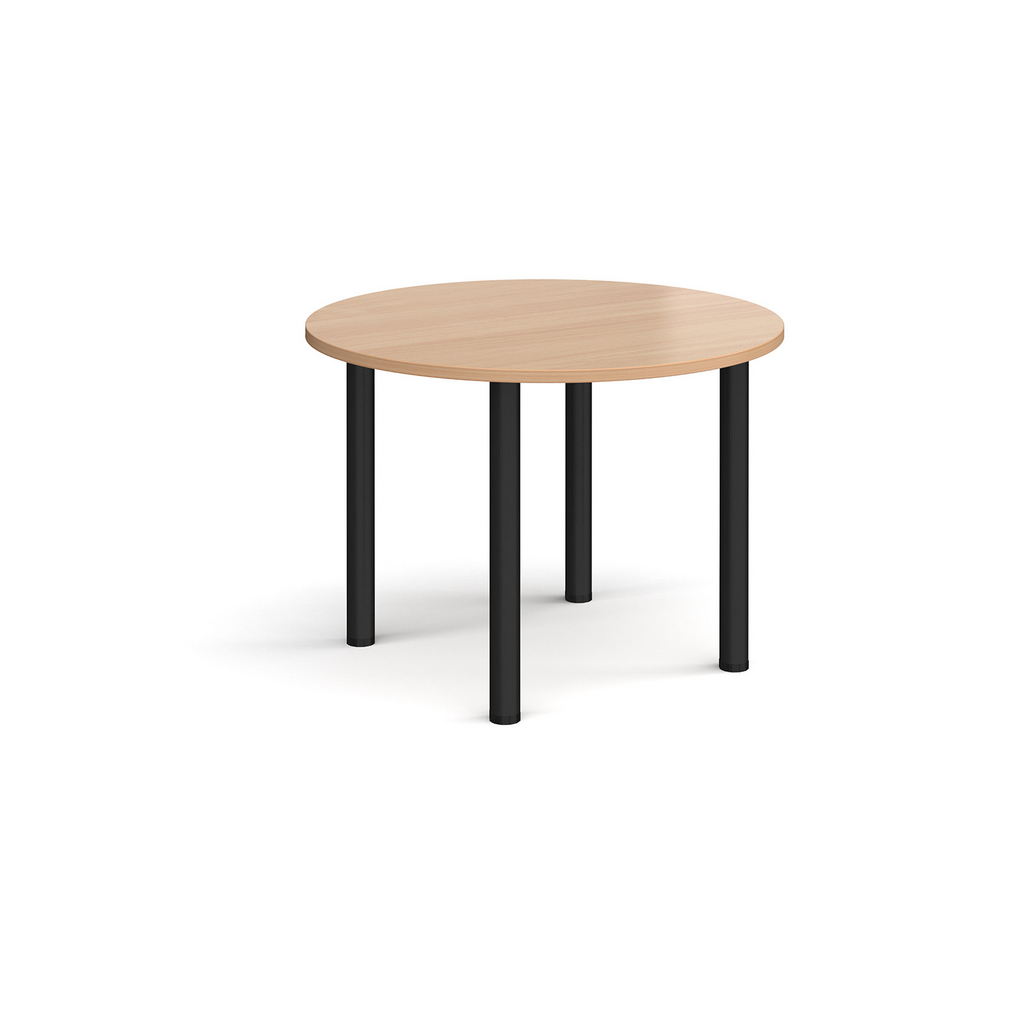 Picture of Circular black radial leg meeting table 1000mm - beech