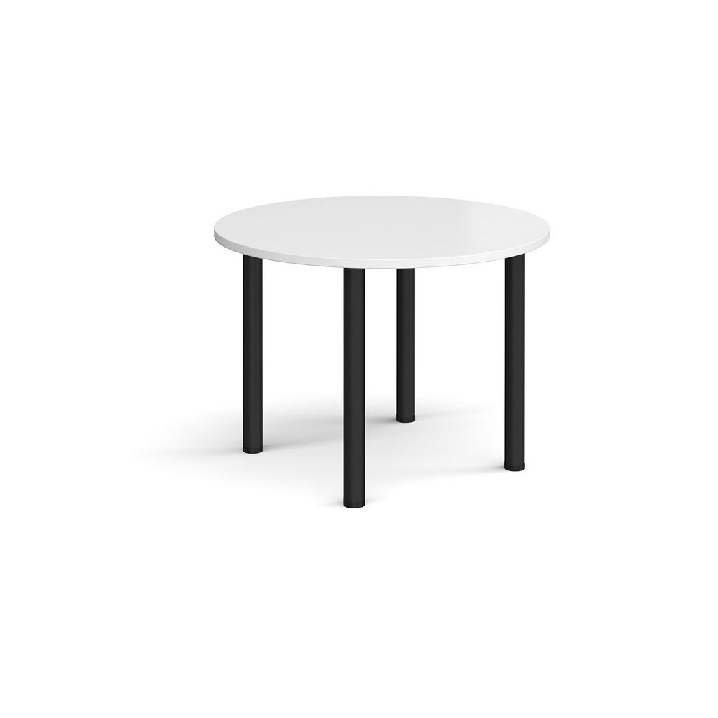 Picture of Circular black radial leg meeting table 1000mm - white