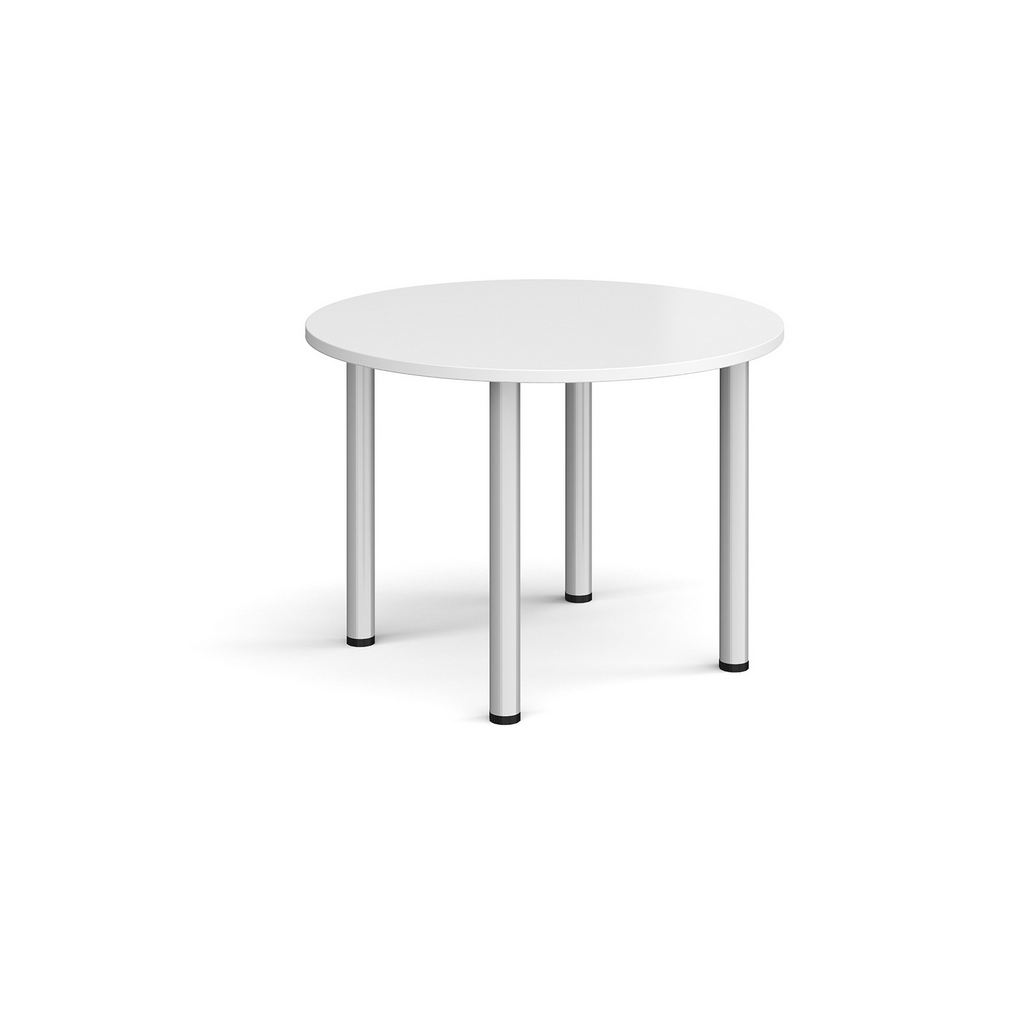 Picture of Circular silver radial leg meeting table 1000mm - white