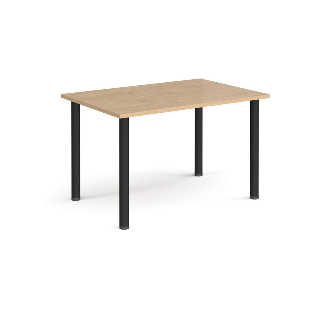 Picture of Rectangular black radial leg meeting table 1200mm x 800mm - kendal oak