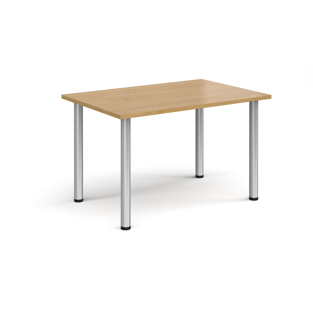 Picture of Rectangular silver radial leg meeting table 1200mm x 800mm - oak
