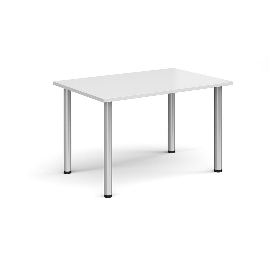 Picture of Rectangular silver radial leg meeting table 1200mm x 800mm - white