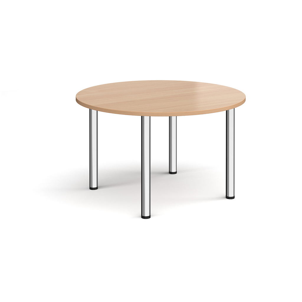 Picture of Circular chrome radial leg meeting table 1200mm - beech