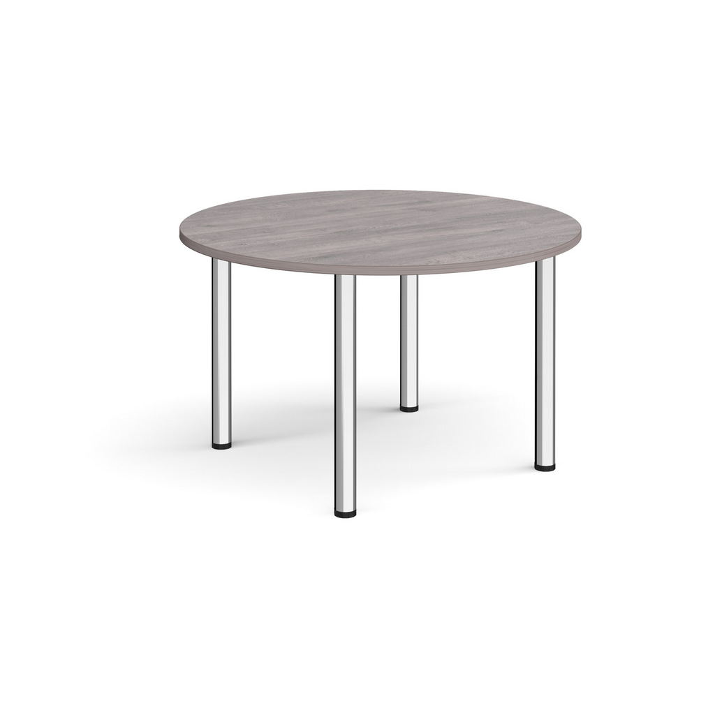 Picture of Circular chrome radial leg meeting table 1200mm - grey oak