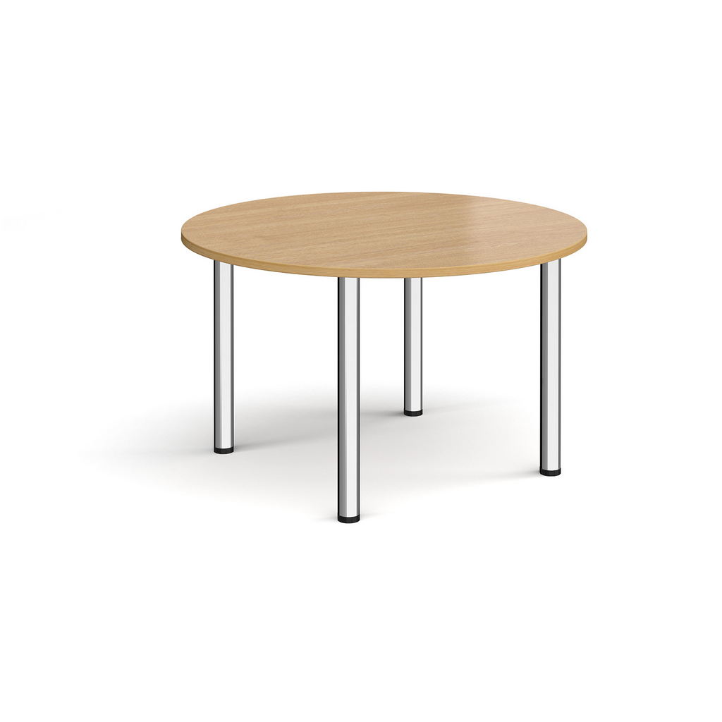 Picture of Circular chrome radial leg meeting table 1200mm - oak