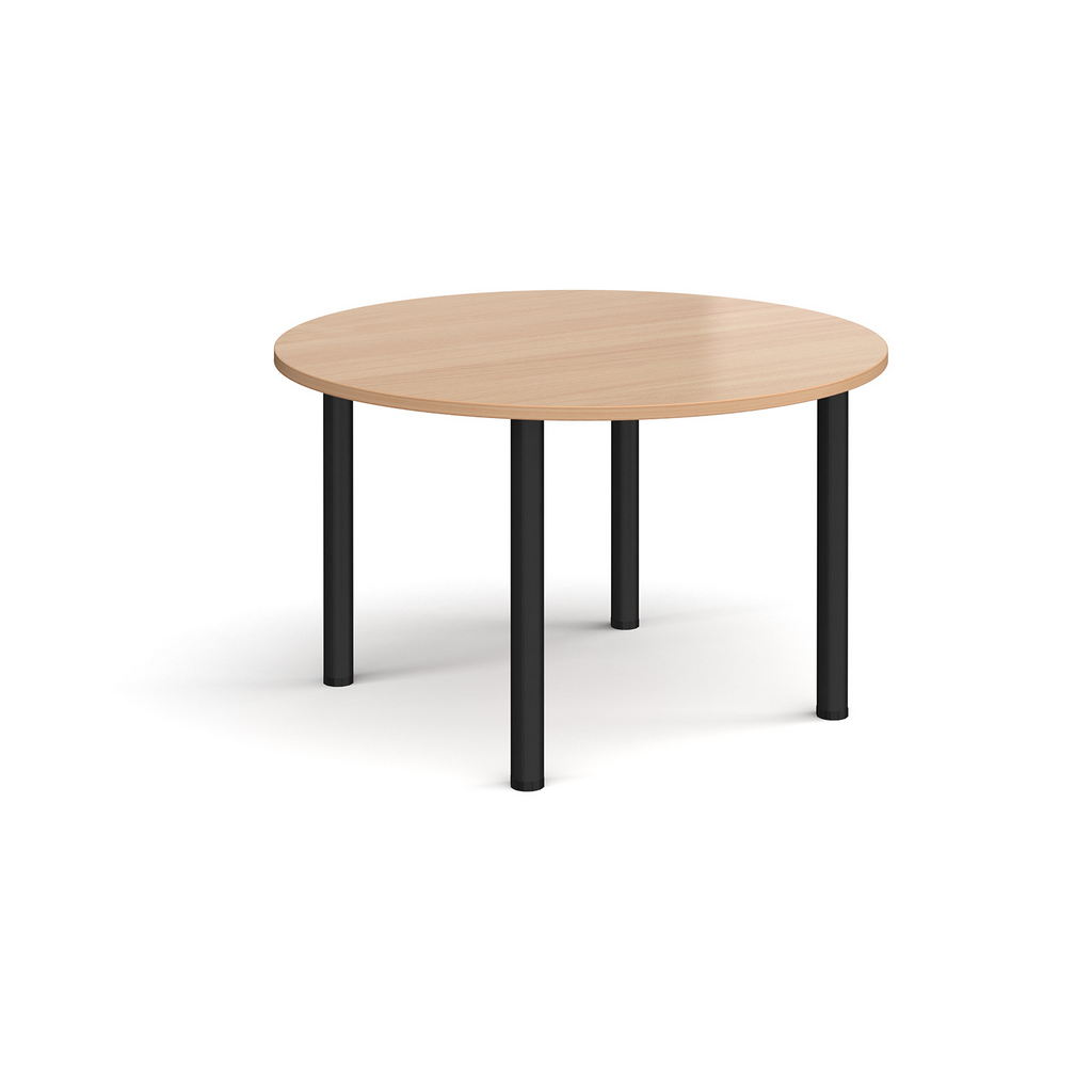 Picture of Circular black radial leg meeting table 1200mm - beech