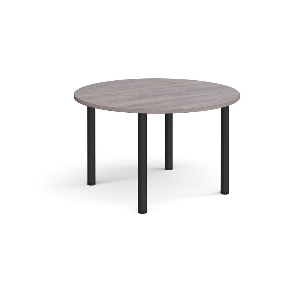 Picture of Circular black radial leg meeting table 1200mm - grey oak