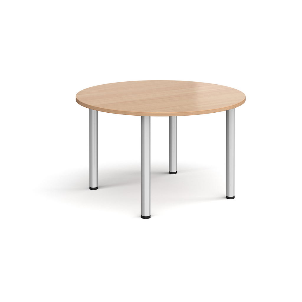 Picture of Circular silver radial leg meeting table 1200mm - beech