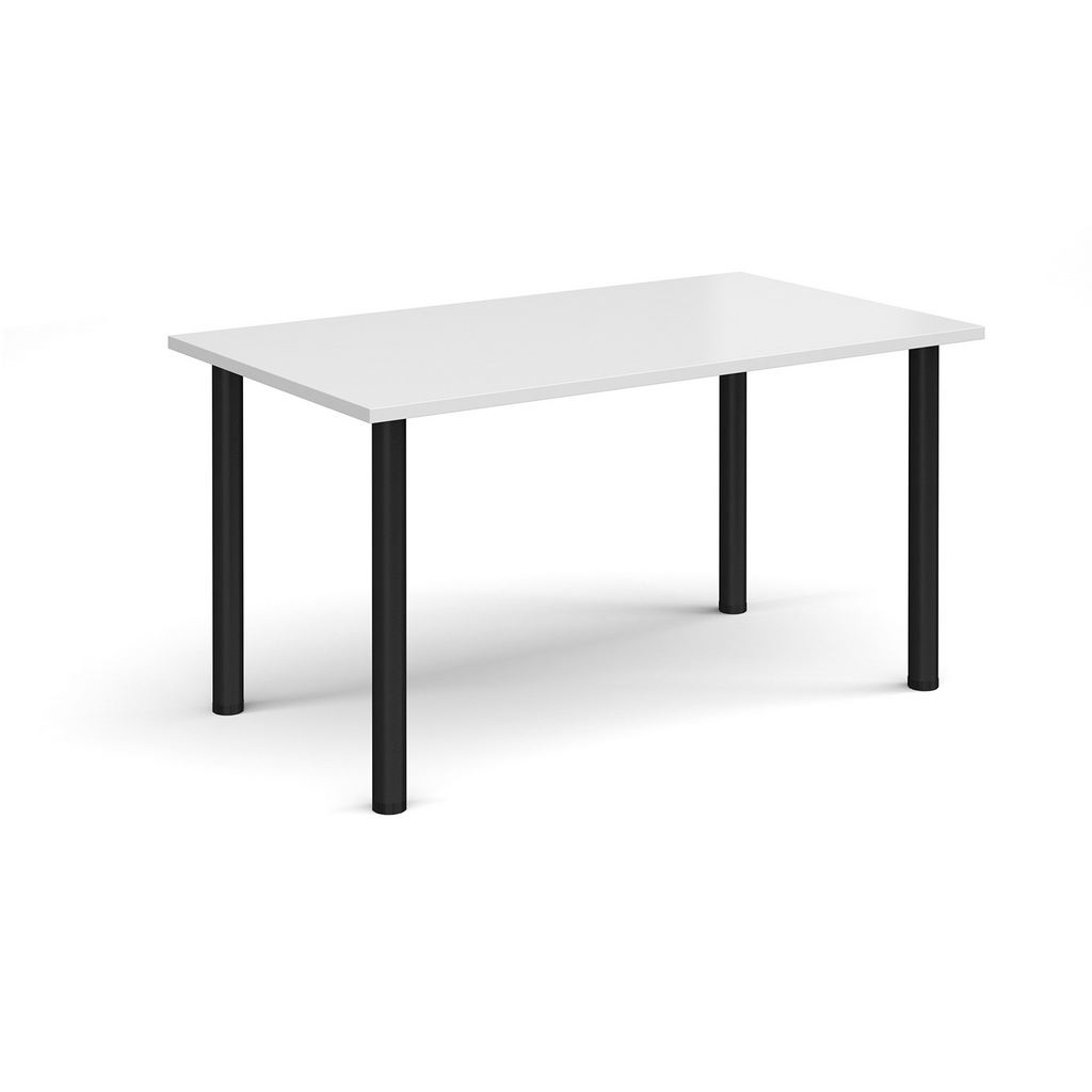 Picture of Rectangular black radial leg meeting table 1400mm x 800mm - white