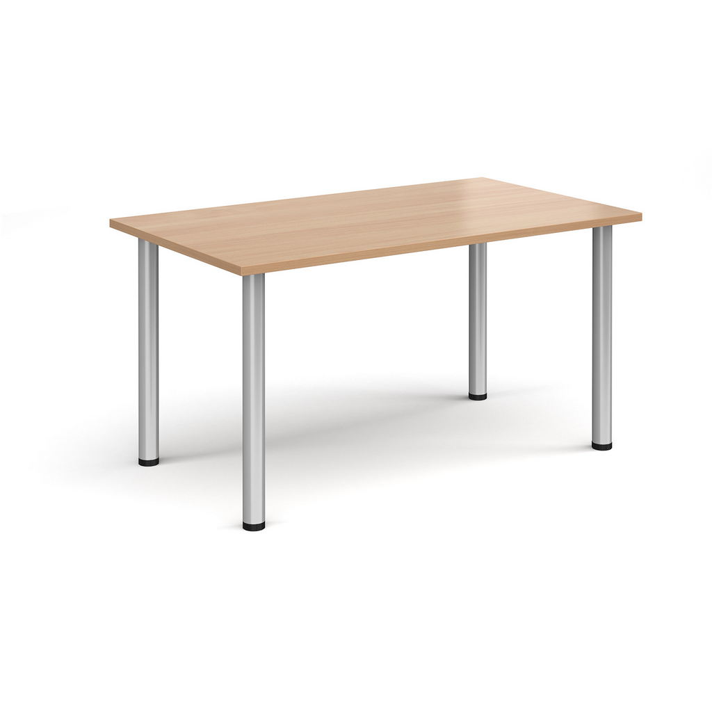Picture of Rectangular silver radial leg meeting table 1400mm x 800mm - beech