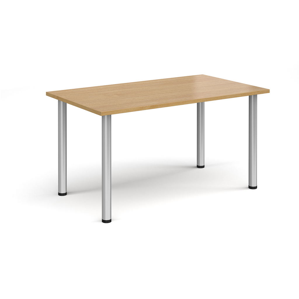 Picture of Rectangular silver radial leg meeting table 1400mm x 800mm - oak