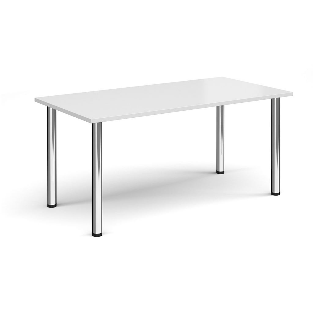 Picture of Rectangular chrome radial leg meeting table 1600mm x 800mm - white