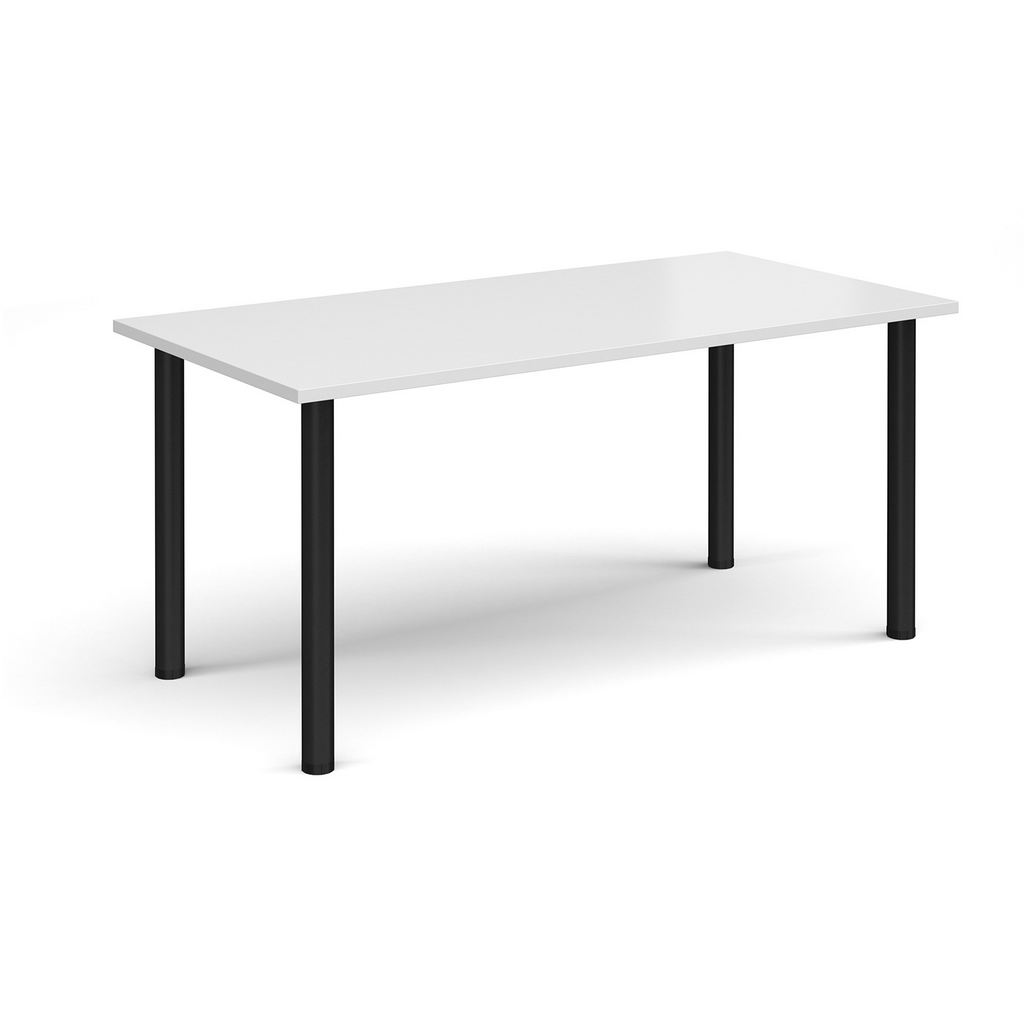Picture of Rectangular black radial leg meeting table 1600mm x 800mm - white