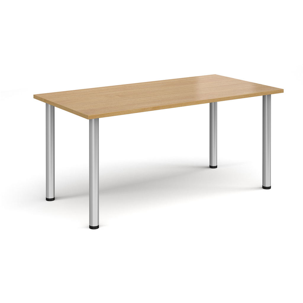 Picture of Rectangular silver radial leg meeting table 1600mm x 800mm - oak