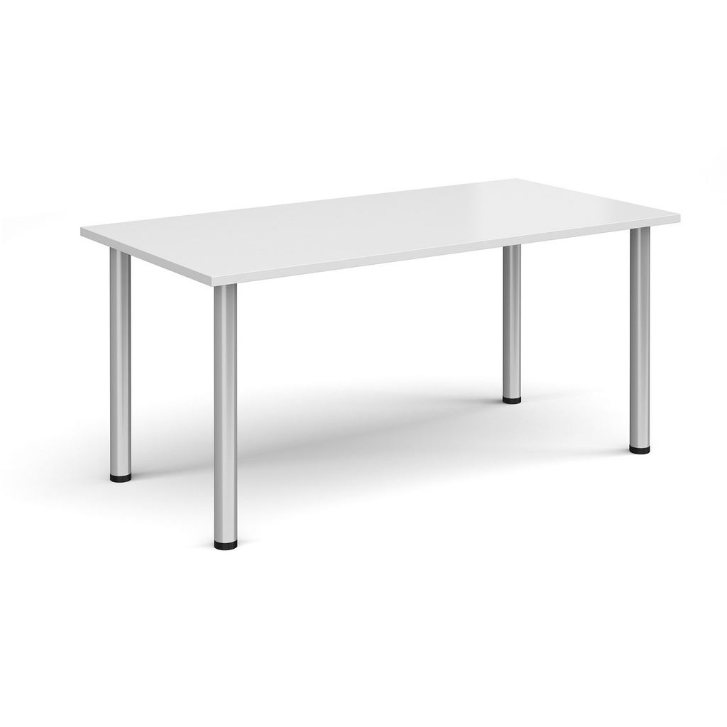 Picture of Rectangular silver radial leg meeting table 1600mm x 800mm - white
