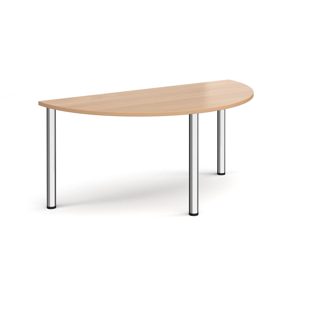 Picture of Semi circular chrome radial leg meeting table 1600mm x 800mm - beech