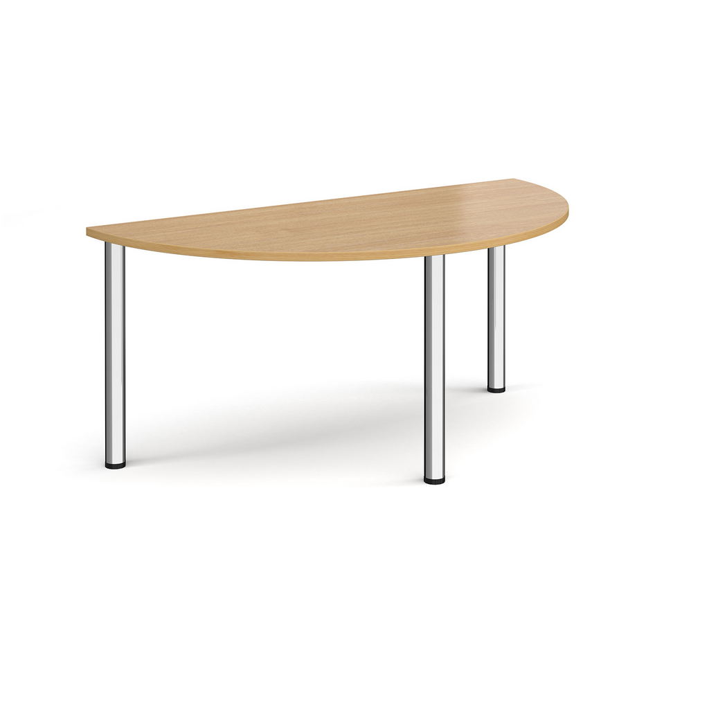 Picture of Semi circular chrome radial leg meeting table 1600mm x 800mm - oak