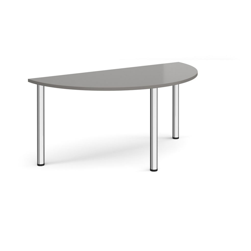 Picture of Semi circular chrome radial leg meeting table 1600mm x 800mm - onyx grey