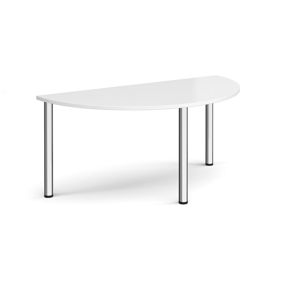 Picture of Semi circular chrome radial leg meeting table 1600mm x 800mm - white