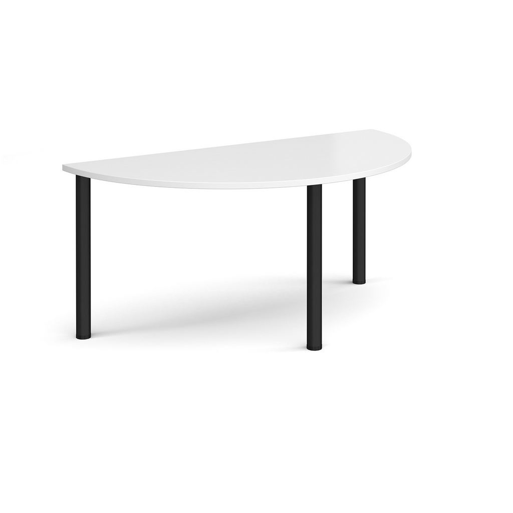 Picture of Semi circular black radial leg meeting table 1600mm x 800mm - white