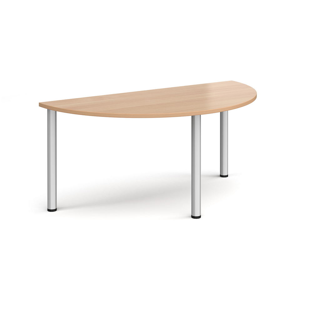 Picture of Semi circular silver radial leg meeting table 1600mm x 800mm - beech