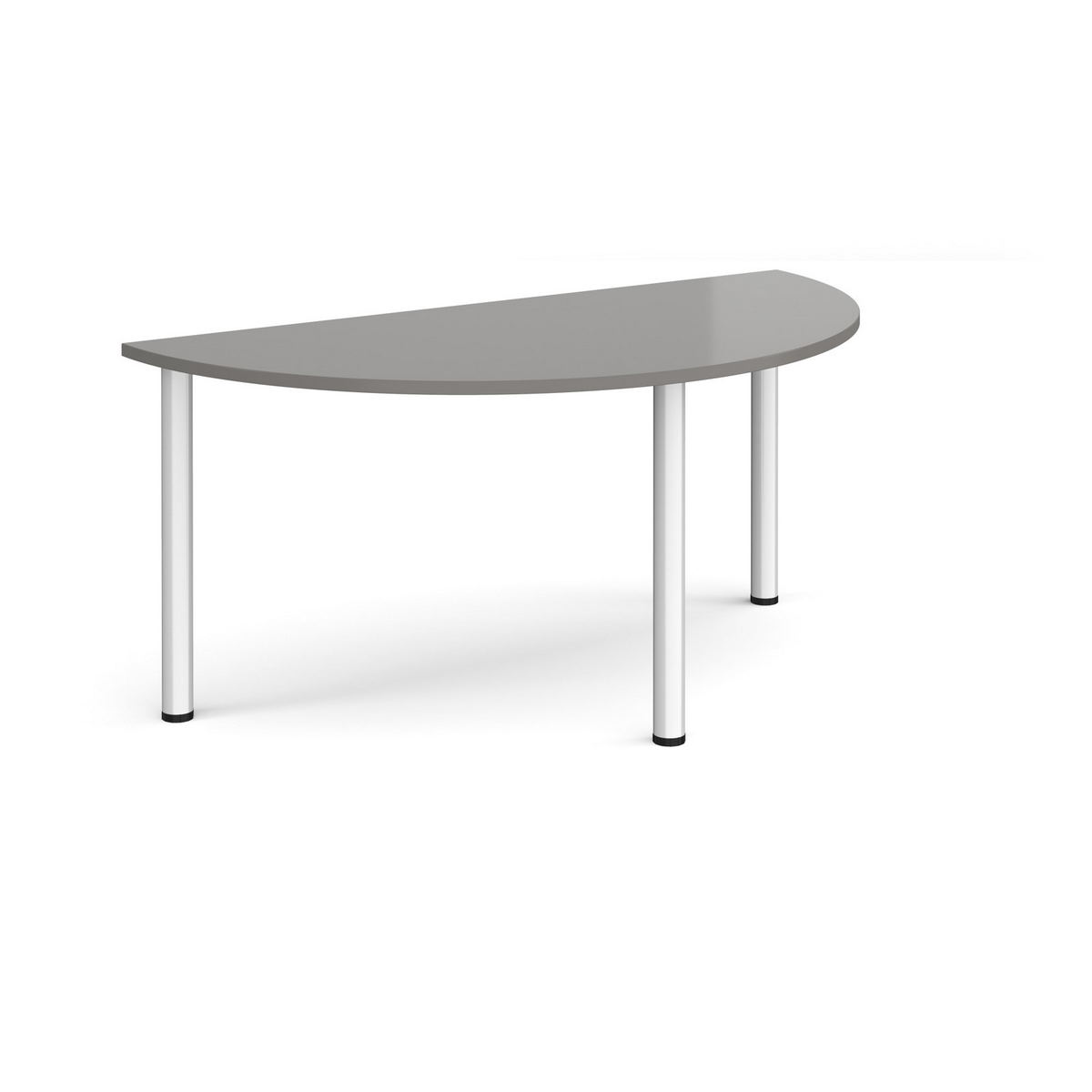 Picture of Semi circular silver radial leg meeting table 1600mm x 800mm - onyx grey