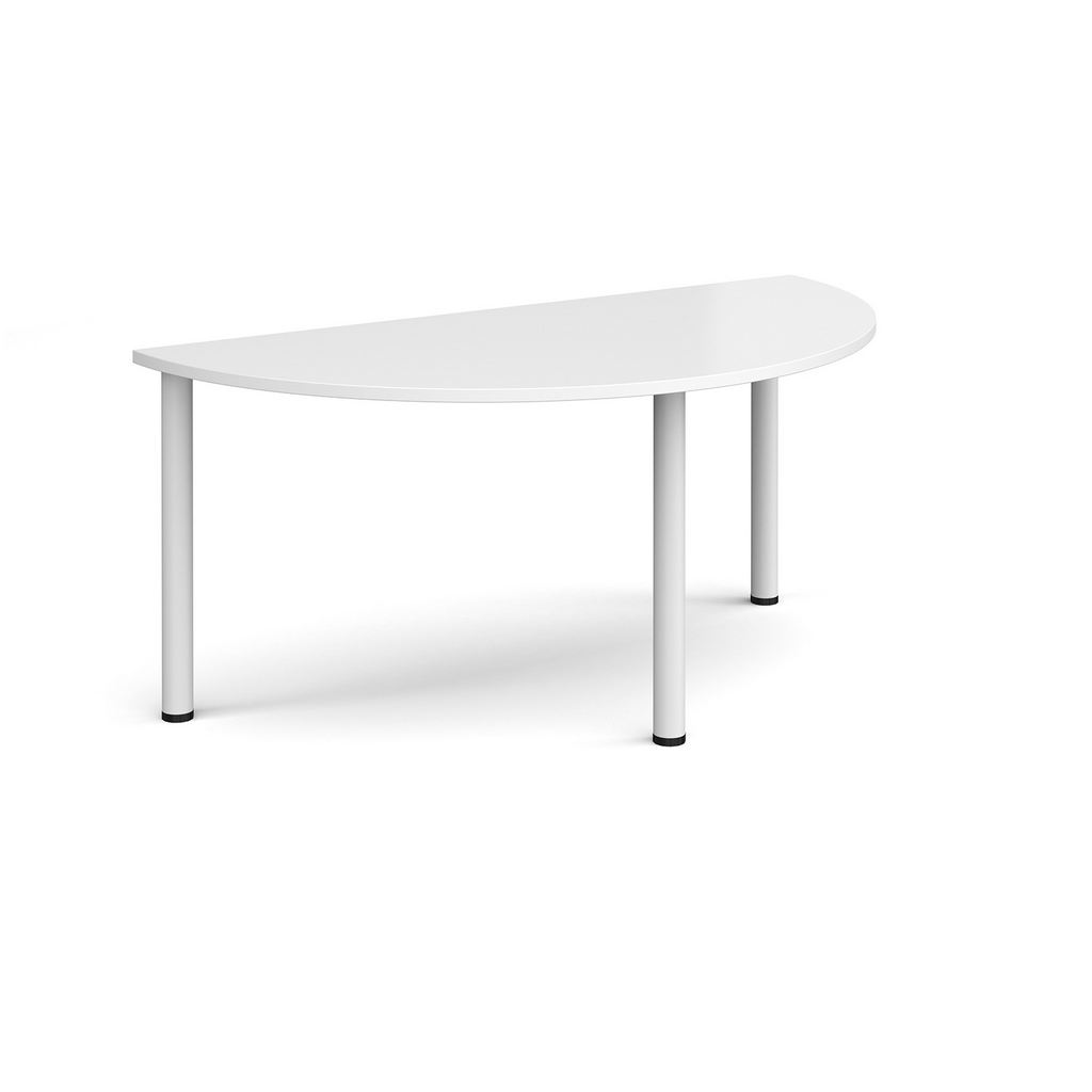 Picture of Semi circular white radial leg meeting table 1600mm x 800mm - white