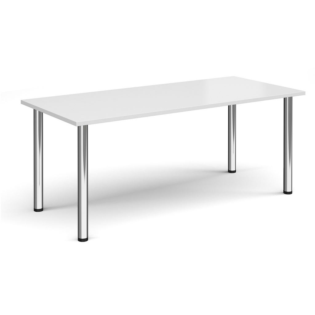 Picture of Rectangular chrome radial leg meeting table 1800mm x 800mm - white