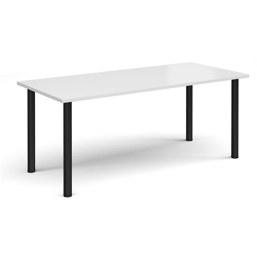 Picture of Rectangular black radial leg meeting table 1800mm x 800mm - white